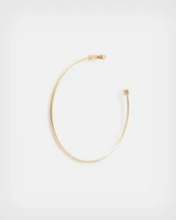Outlet 😉 Skinny Gold-Tone Hoop Earrings Warm Brass 👏 -Tailoring Sales WJ026V 6395 4