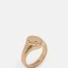 Cheapest 💯 Pave Gold-Tone Signet Ring Warm Brass 😍