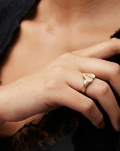 Deals ⌛ Split Heart Gold-Tone Ring Warm Brass ✨
