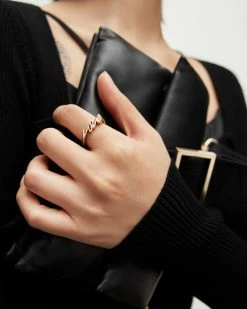 Discount 🧨 Love Script Gold-Tone Ring Warm Brass ⌛