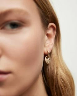 Best Pirce 🔥 Heartlock Gold-Tone Hoop Earrings Warm Brass 🌟