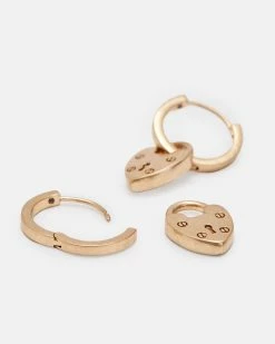 Best Pirce 🔥 Heartlock Gold-Tone Hoop Earrings Warm Brass 🌟 -Tailoring Sales WJ517Y 6395 4