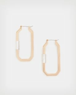 Buy ⭐ Hex Carabiner Hoop Earrings WARM BRASS/SILVER 🌟