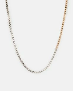 Best Sale 👏 Box Chain Two Tone Necklace WARM BRASS/SILVER 😀 -Tailoring Sales WJ523Y 6855 4