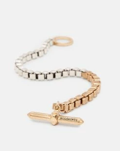 Best Sale 🛒 Box Chain Two Tone Bracelet WARM BRASS/SILVER 🛒 -Tailoring Sales WJ524Y 6855 3