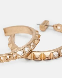 Cheapest ❤️ Mia Mix Studded Hoop Earrings Warm Brass 🎉 -Tailoring Sales WJ530Y 6395 3