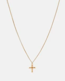 Best Pirce 🤩 Nova Cross Long Necklace Warm Brass 🤩 -Tailoring Sales WJ547Y 6395 3