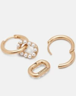 New 🎉 Vida Pearl Gold-Tone Hoop Earrings Warm Brass 👏 -Tailoring Sales WJ552Y 6395 3