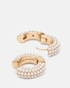 Flash Sale 👏 Pearl Beaded Chunky Hoop Earrings Warm Brass 🧨 -Tailoring Sales WJ568Y 6395 3