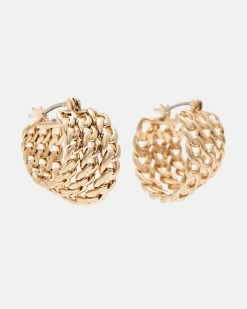 Cheap 💯 Triple Chain Hoop Earrings Warm Brass 👍