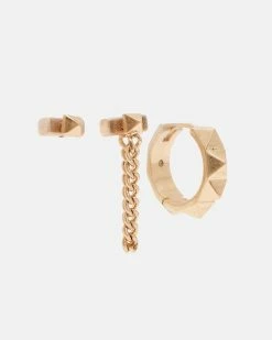Promo ⭐ Miri Gold-Tone Earring Trio Warm Brass ✔️