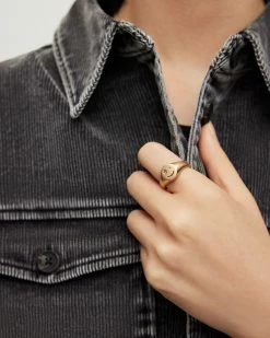 Best Sale 👏 Beam Pave Signet Ring Warm Brass 🔔