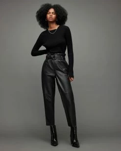 Cheap ❤️ Orsen Leather Trousers Black 🧨 -Tailoring Sales WL009W 5 4
