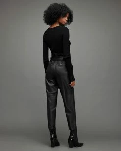 Cheap ❤️ Orsen Leather Trousers Black 🧨 -Tailoring Sales WL009W 5 6