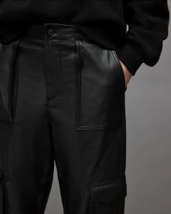 Deals 😍 Freida High-Rise Leather Cargo Trousers Black 🎁 -Tailoring Sales WL033Y 5 3 1