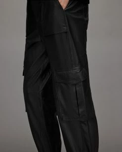 Deals 😍 Freida High-Rise Leather Cargo Trousers Black 🎁 -Tailoring Sales WL033Y 5 4 1