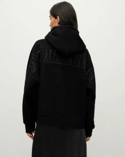 Top 10 🔔 Talon Hotfix Embellished Hoodie Black ⌛ -Tailoring Sales WM127X 5 6