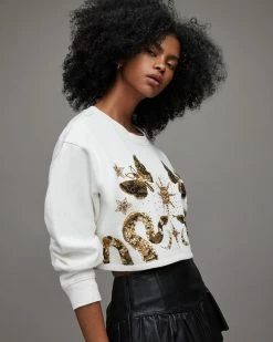 Coupon 🛒 Separo Marina Cropped Sweatshirt Optic White ⭐ -Tailoring Sales WM195X 437 4