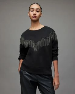 Discount 😍 Tassel Jaine Sweatshirt Black 😍 -Tailoring Sales WM294V 5 4