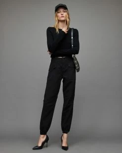 Coupon 💯 Val High-Rise Linen Blend Trousers Black 🧨