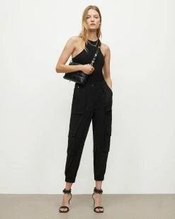 Flash Sale 🤩 Frieda High-Rise Jersey Cargo Trousers Black 😉