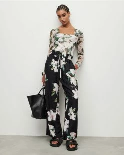 Buy 🎁 Tyler Alessandra Silk Blend Trousers Black ✨