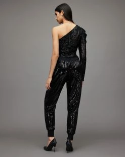New 🎉 Soraya High-Rise Relaxed Sequin Trousers Black ⭐ -Tailoring Sales WP033X 5 5 1