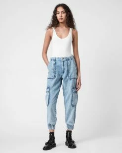 Flash Sale 🧨 Frieda High-Rise Denim Cargo Trousers Indigo Blue 🧨