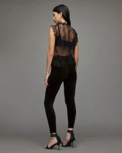 Cheap 🤩 Cora High-Rise Velvet Leggings Black ❤️ -Tailoring Sales WP064T 5 5 1