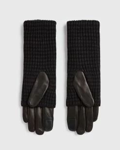 Buy ✔️ Stripe Cuff Leather Gloves Cinder Black 🌟 -Tailoring Sales WQ015R 4093 5