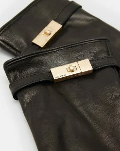 Cheap 🤩 Turnlock Leather Gloves BLACK/WARM BRASS 😉 -Tailoring Sales WQ542X 6405 2