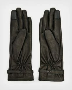 Cheap 🤩 Turnlock Leather Gloves BLACK/WARM BRASS 😉 -Tailoring Sales WQ542X 6405 4