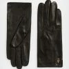 Budget 💯 AllSaints Rivet Leather Gloves BLACK/WARM BRASS 🌟