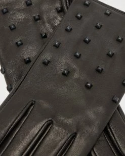 Deals 🎁 Maxie Studded Leather Gloves BLACK/MATTE BLACK 🎁 -Tailoring Sales WQ601X 5569 2