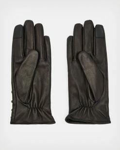 Deals 🎁 Maxie Studded Leather Gloves BLACK/MATTE BLACK 🎁 -Tailoring Sales WQ601X 5569 4