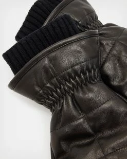 Coupon ✨ Andra Leather Puffer Mittens Black 😀 -Tailoring Sales WQ606X 5 2