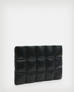 Outlet 😀 Bettina Leather Quilted Clutch Bag Black 🤩 -Tailoring Sales WR022X 5 4