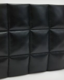 Outlet 😀 Bettina Leather Quilted Clutch Bag Black 🤩 -Tailoring Sales WR022X 5 5