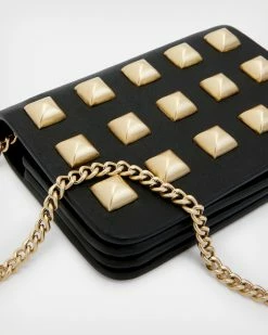 New 💯 Honore Studded Leather Cardholder BLACK/GOLD 😉 -Tailoring Sales WR543X 5108 6