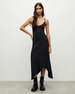 Wholesale 👏 Gia Asymmetrical Midi 👗 Skirt Black ✔️ -Tailoring Sales WS034Y 5 3 1