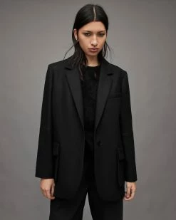 Budget 🛒 Jessa Wool Blend Blazer Jacket Black ❤️