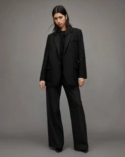 Budget 🛒 Jessa Wool Blend Blazer Jacket Black ❤️ -Tailoring Sales WT016Y 5 4