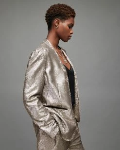 Flash Sale 🎁 Leigh Sequin Blazer Silver 💯 -Tailoring Sales WT028X 34 6