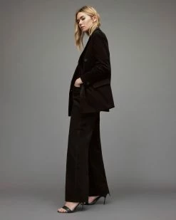 Outlet 👏 Adlai Corduroy Wide Leg Trousers Black 😀