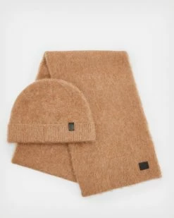Best deal 🥰 Logan Brushed Beanie And Scarf Gift Set Basket Brown 🌟