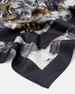 Discount ✨ Beverly Silk Square Scarf Grey ⭐ -Tailoring Sales WV680X 7 3