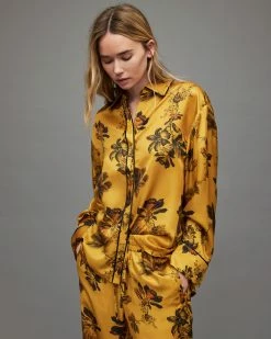 Discount 🥰 Sofi Lilly Silk Blend Pyjama 👚 Shirt Gold 🛒
