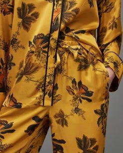 Discount ✨ Sofi Lilly Silk Blend Pyjama Trousers Gold 🔥 -Tailoring Sales WX041X 79 3