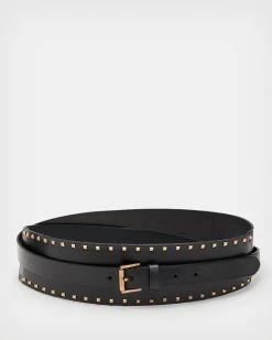 Outlet 🤩 Maxie Leather Studded Alcor Belt BLACK/WARM BRASS 💯 -Tailoring Sales WZ506X 6405 4