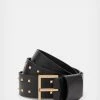 Best Sale 👍 Maxie Leather Studded Belt BLACK/WARM BRASS 😍 -Tailoring Sales WZ509X 6405 1